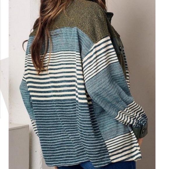 ππColor Block/Striped Mixed Fabric Jacket π§₯ - Picture 4 of 5